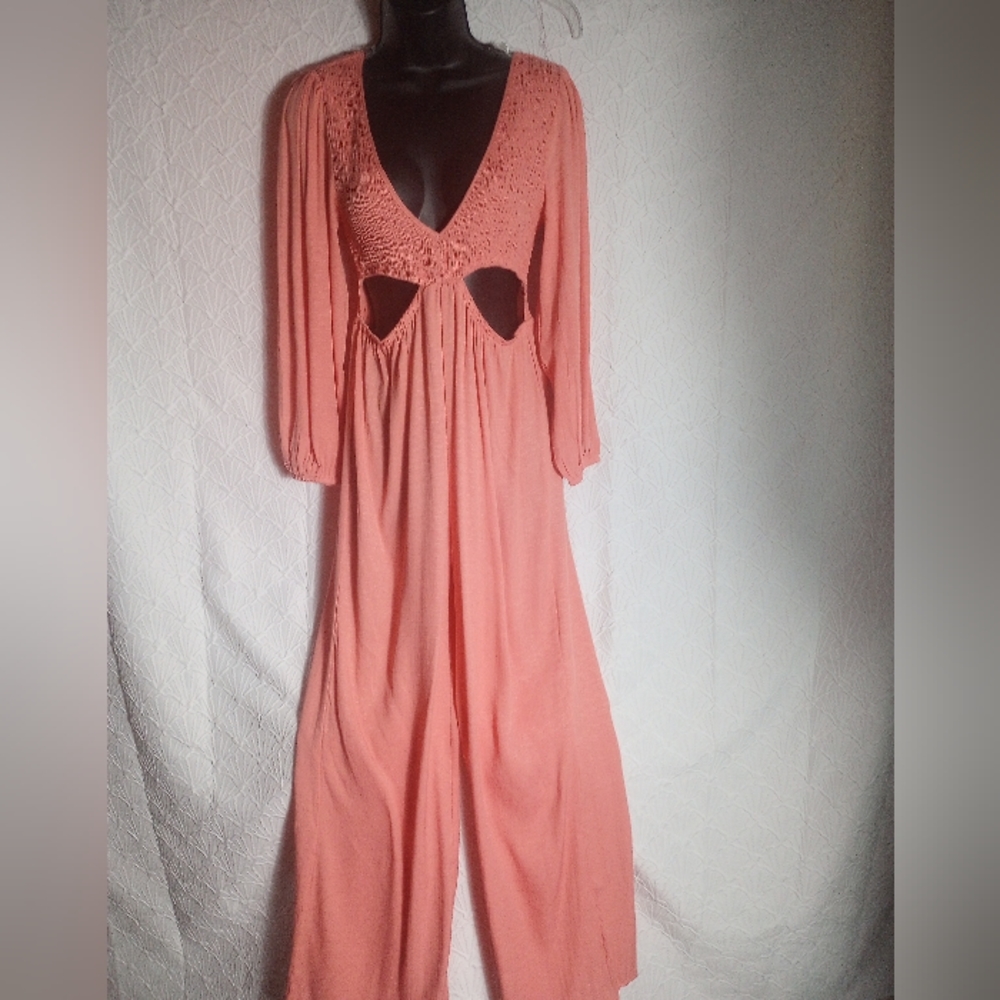Available Small Peach Long Sleeve Jumpsuit